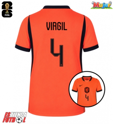 Países Bajos Virgil van Dijk #4 Primera Equipación Mujer Mundial 2026 Manga Corta